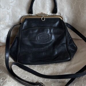 Oroton Black Leather Crossbody Bag with Gold Accents